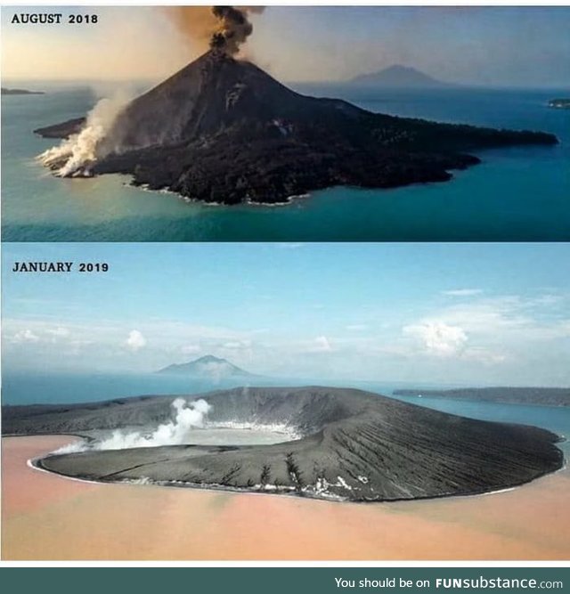 Mount Krakatoa after the eruption