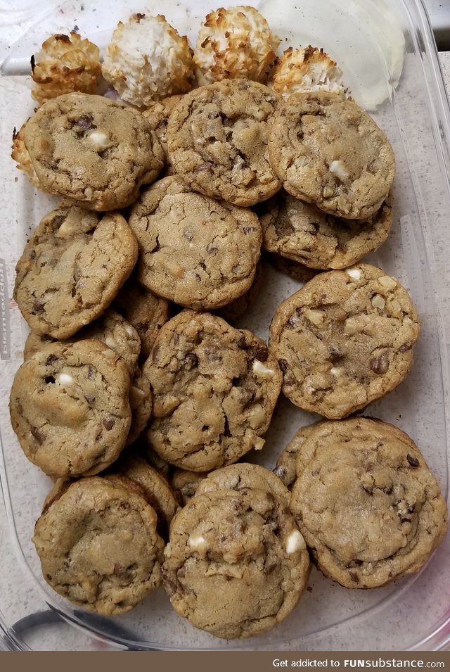 My form of art. Triple chocolate walnut chunk cookies.