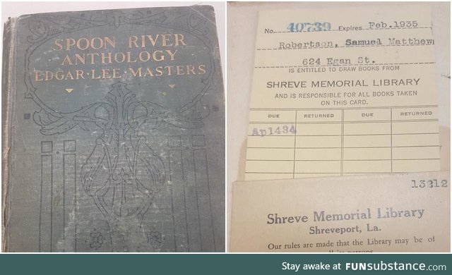 A book borrowed 84 years ago was returned to a Louisiana library by the son of a woman