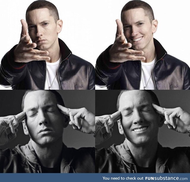 This guy photoshops smiles onto Eminem