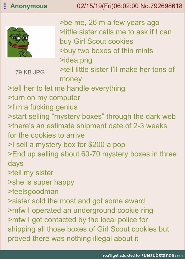 Anon sells Girl Scout cookies