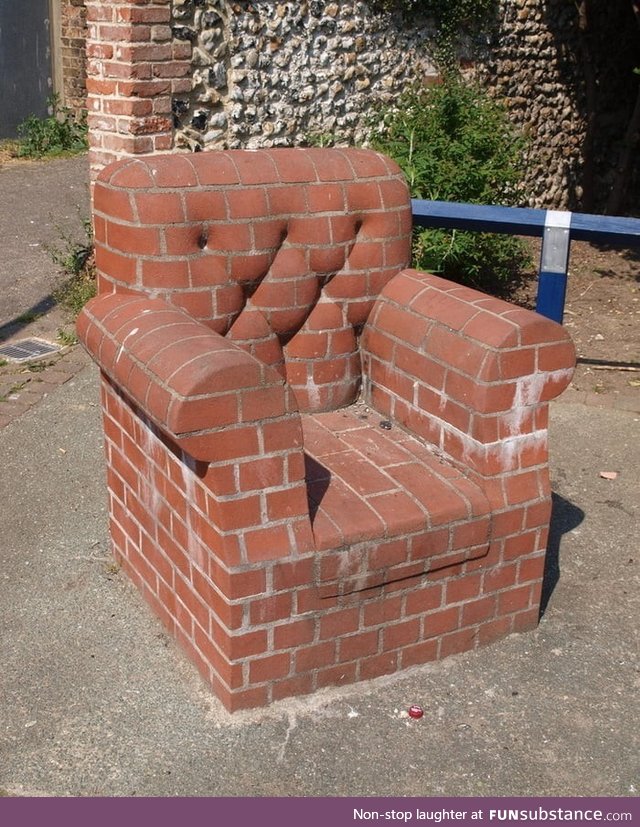 Sofa made out of bricks