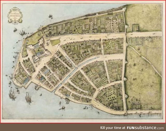 In the 1640's the Dutch inhabitants of New Amsterdam built a 12' wall to keep