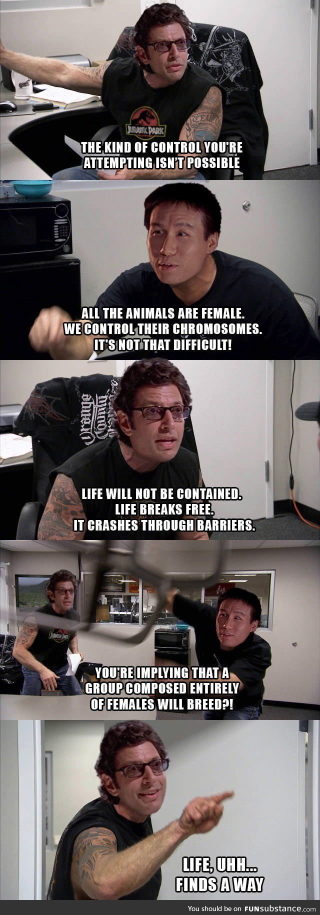 The plot of Jurassic Park