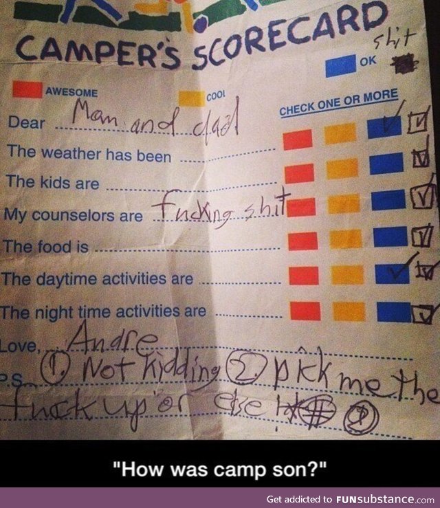 Camp report card