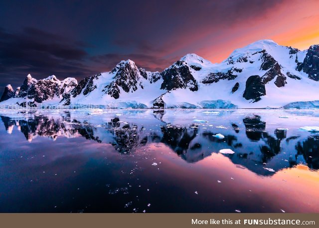 Sunset in Antarctic peninsula