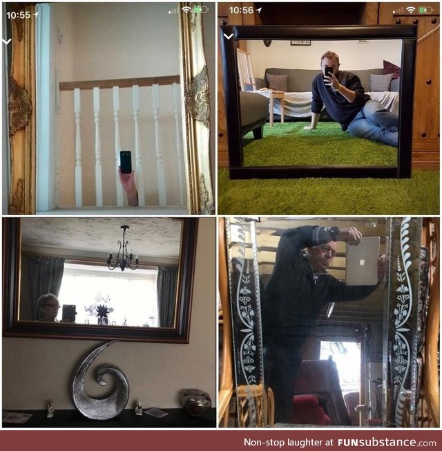 Looking at pictures online of people trying to take photos of mirrors they want to sell