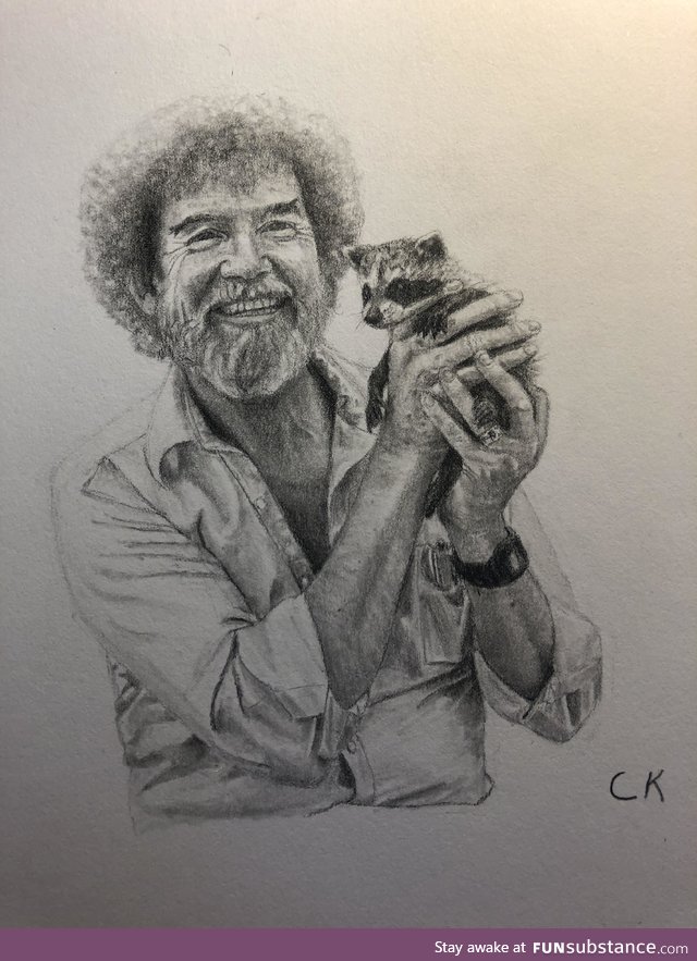 Pencil Drawing of Bob Ross