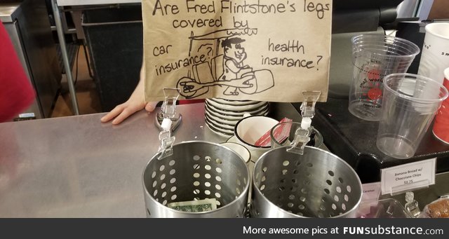 The tip jar at a local coffee shop