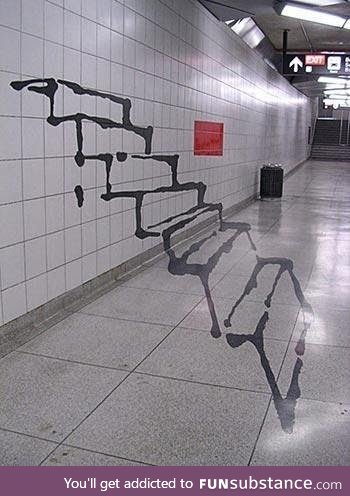 This graffiti optical illusion stairs