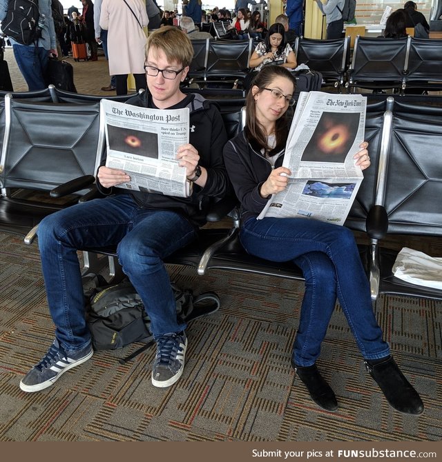 Andrew Chael and Katie Bouman admiring their work