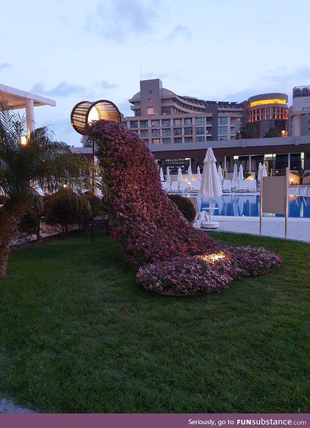 A bucket pouring flowers