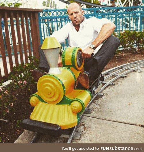 Jason Statham on a choo choo train