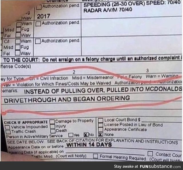 Taking Officer Discount through the drive thru