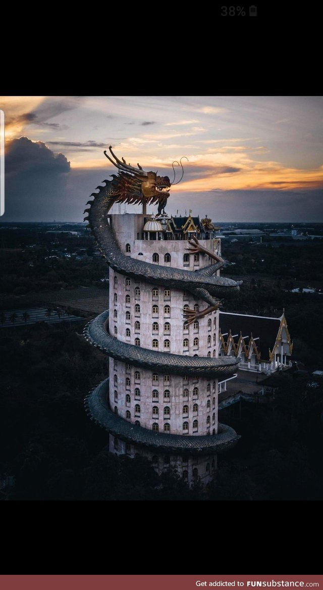 Wat Samphran Temple during sunset