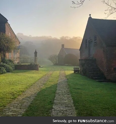 Misty, spring morning in Bridport, UK