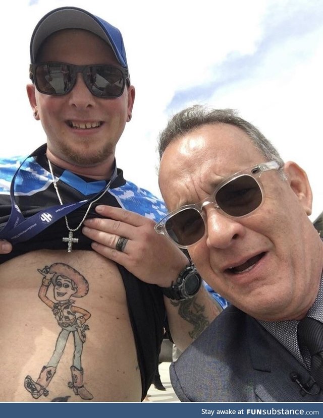 Tom Hanks looking a little disturbed