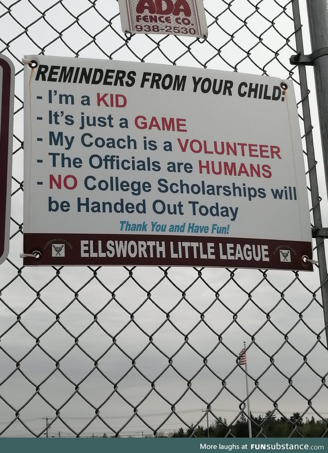 A message from the local little league team