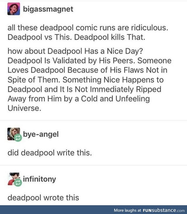 Deadpool gives writing a try