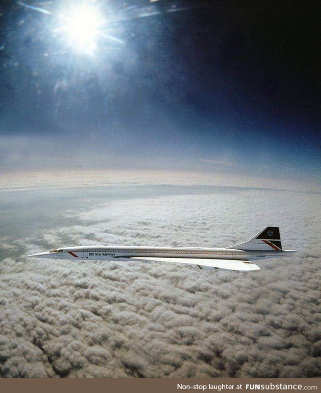 The only picture ever taken of Concorde flying at Mach 2 (1,350 mph). Taken from an RAF