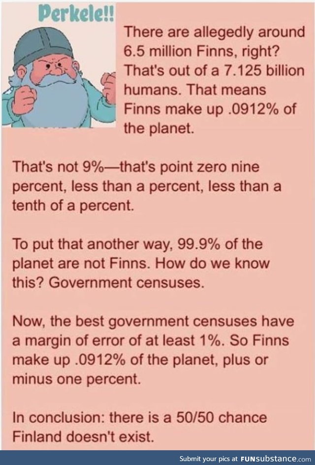 There's a 50% chance I need to apologize to Finland