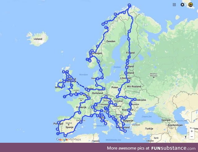 Saw this route years ago and finally did this in a Ford Ka I bought for 500 euro's