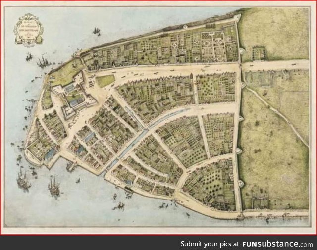 In the 1640's the Dutch inhabitants of New Amsterdam built a 12' wall to keep