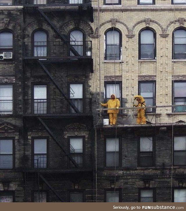 New York building after a pressure wash