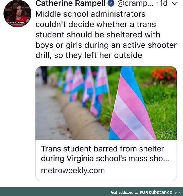 School leaves trans student outside during mass shooter drill