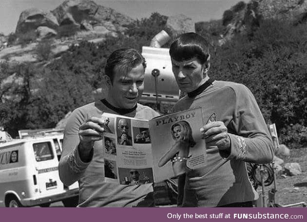 The Captain and Spock catching up on some light reading