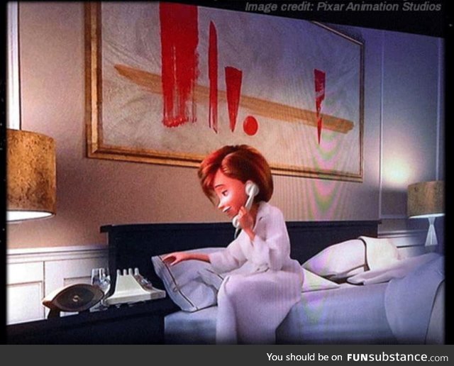 In the movie Incredibles 2, The abstract painting in Helen's hotel room is an