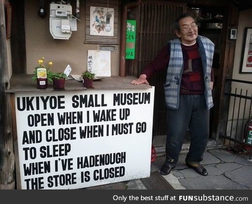 The owner of Ukiyoe Small Museum in Kyoto definitely has got life figured out