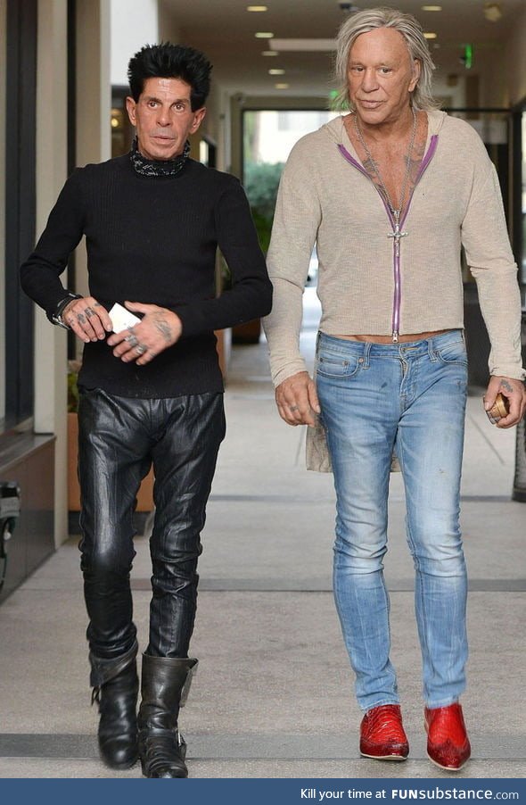 Micky Rourke and his hairdresser be looking like Hansel and Derek Zoolander, the later