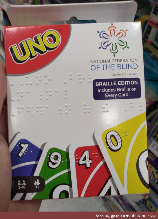 In case you haven't seen this already - A Braille edition of Uno