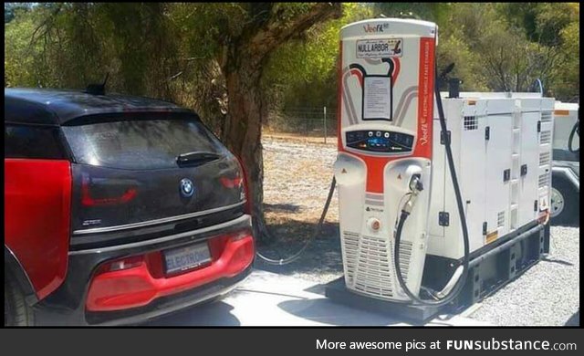 Electric car chargers running on diesel generators