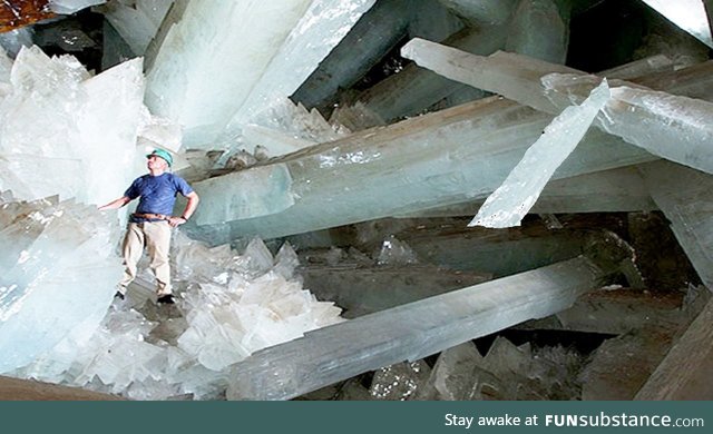 Crystals the size of telephone poles and weighing over 50 tons