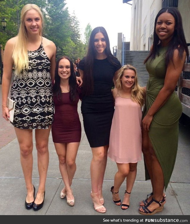 Size difference between basketball players and their cheerleaders