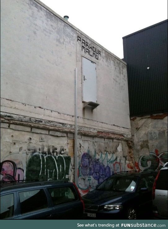 This entrance to a parkour gym in Sweden