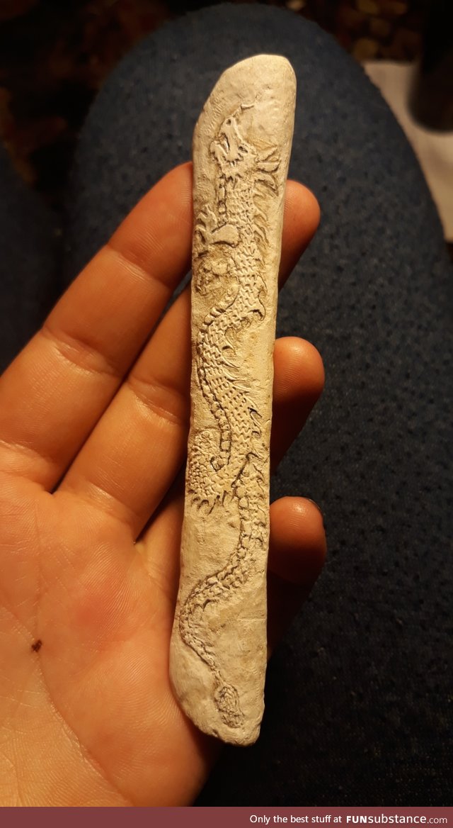 Engraved a bone I found on the beach. Also, you're looking beautiful. Yes you