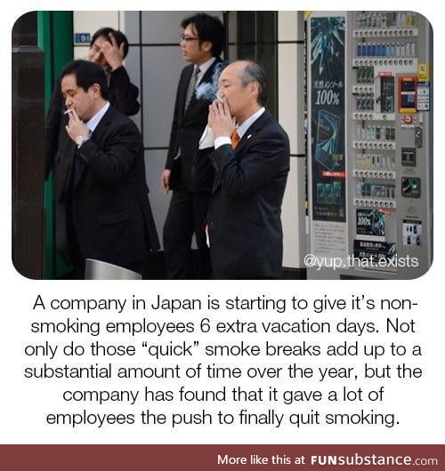 Japanese company giving extra vacation days to non-smokers to make up for their