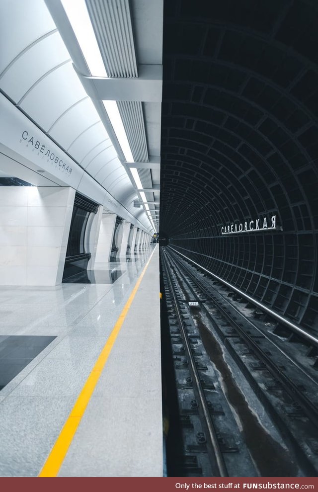 The new Moscow metro station made in futuristic style (Savelovskaya)