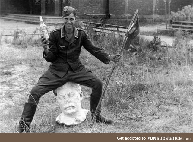 Having a rest atop Stalin's head, circa 1942