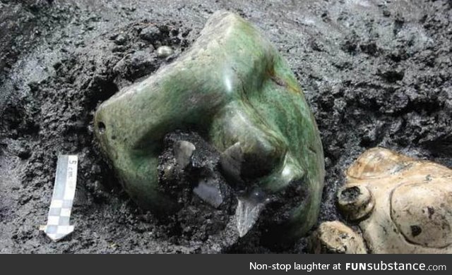 2,000-Year-Old Realistic Green Mask Found Nestled Inside an Ancient Pyramid