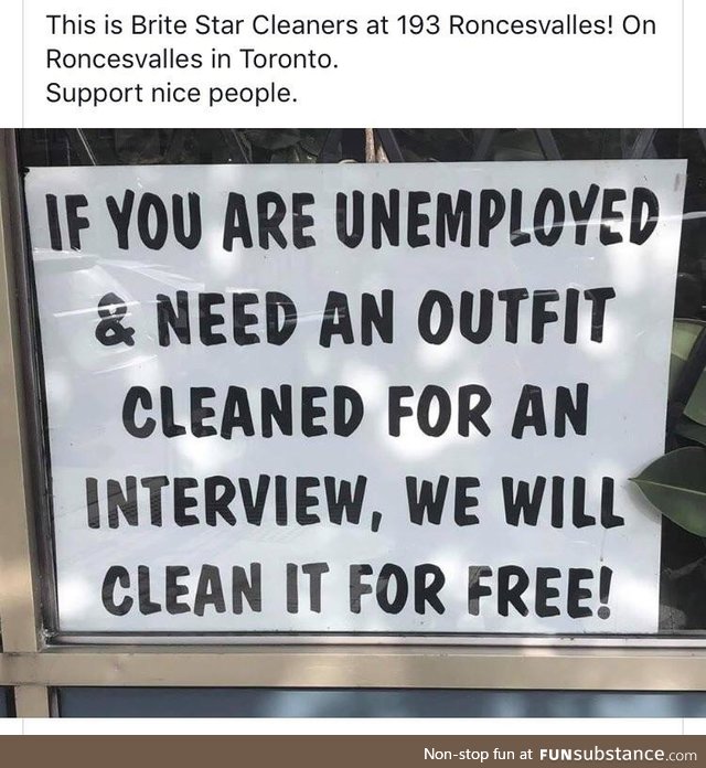 Dry cleaners on Roncesvalles in Toronto are sorry they couln't help more