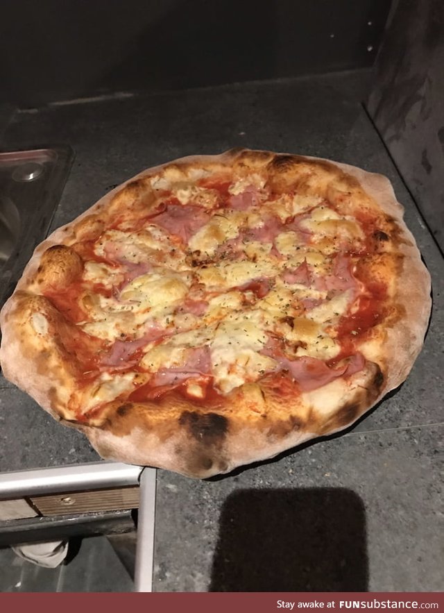 This is the first pizza I made in woodfired stone pizza oven