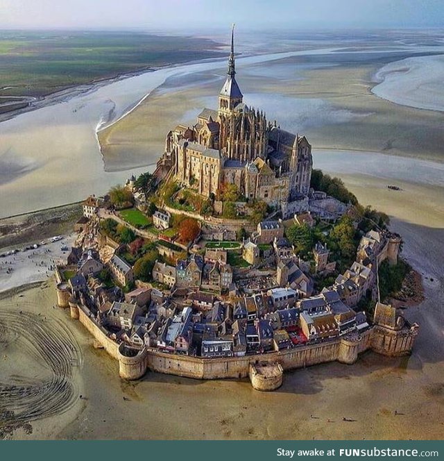 Mont-Saint-Michel Island during low tide