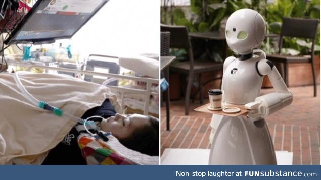 A cafe staffed by robot waiters controlled remotely by paralysed people has opened in