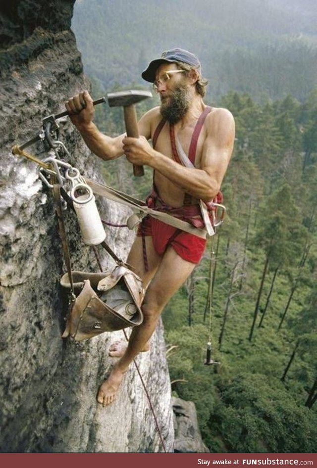 Climbing rocks, circa 1977