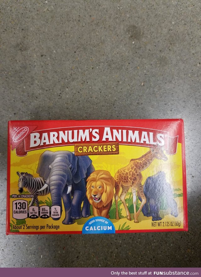 Barnum's Animal Crackers are no longer in a cage, apparently