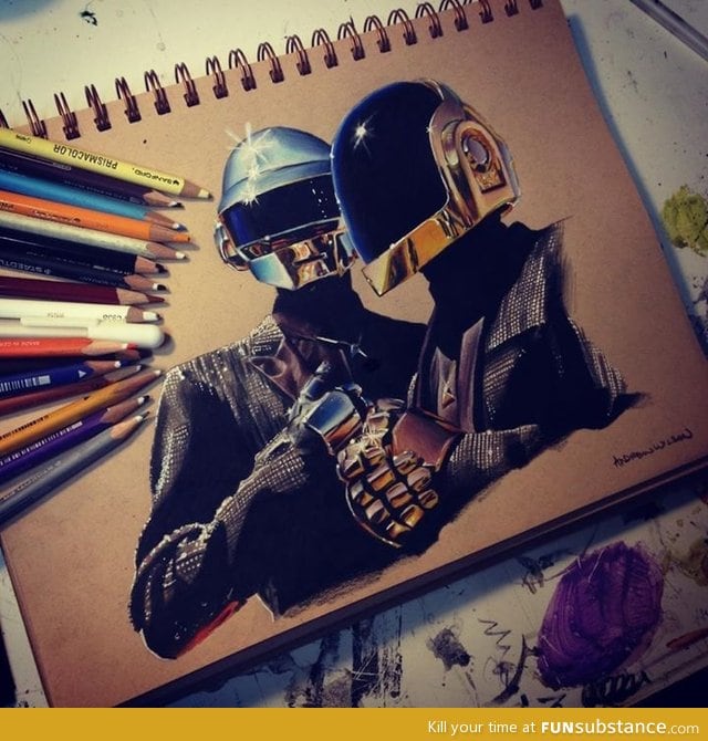 A daft punk portrait a friend did. Amazing